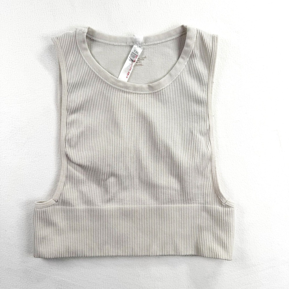 Out From Under Urban Outfitters Ribbed Cropped Tank Top Light Grey M/L